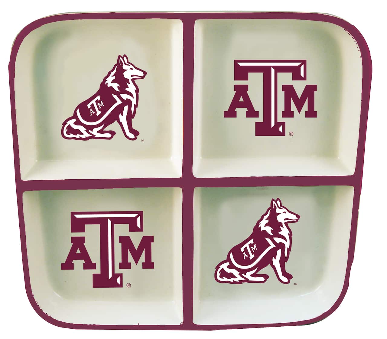 The Memory Company NCAA 4 Section Square Ceramic Tray